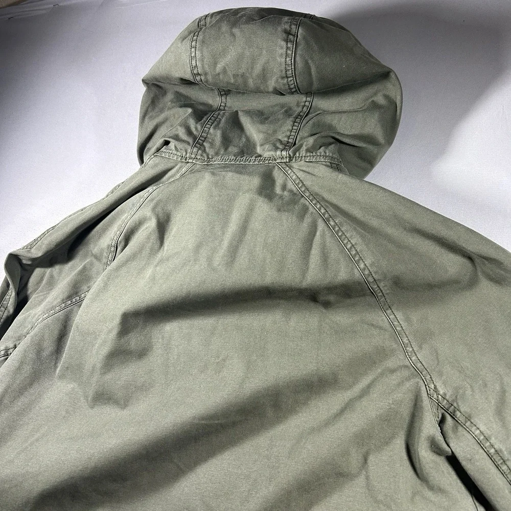 Abercrombie & Fitch Sherpa Lined Military Parka Olive Green Hooded Mens M - Picture 10 of 11